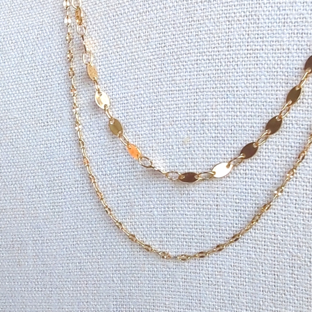 Lulu's Gold Tone Double Strand Necklace 16-18" - Picture 6 of 7